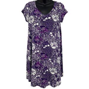 A-Line Hawaii Womens Floral Purple White V-Neck Dress PXS Petite Floral NWT New